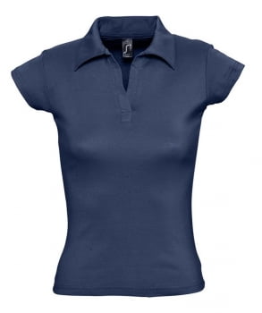 Рубашка поло женская без пуговиц PRETTY 220, кобальт (темно-синяя) купить с нанесением логотипа оптом на заказ в интернет-магазине Санкт-Петербург