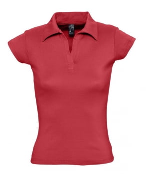 Рубашка поло женская без пуговиц PRETTY 220, красная купить с нанесением логотипа оптом на заказ в интернет-магазине Санкт-Петербург