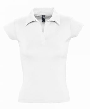 Рубашка поло женская без пуговиц PRETTY 220, белая купить с нанесением логотипа оптом на заказ в интернет-магазине Санкт-Петербург
