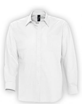 Рубашка мужская с длинным рукавом BOSTON, белая купить с нанесением логотипа оптом на заказ в интернет-магазине Санкт-Петербург
