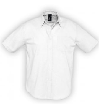 Рубашка мужская с коротким рукавом BRISBANE, белая купить с нанесением логотипа оптом на заказ в интернет-магазине Санкт-Петербург