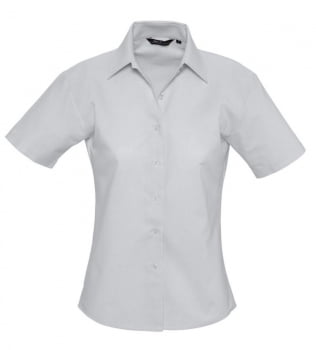 Рубашка женская с коротким рукавом ELITE, серая купить с нанесением логотипа оптом на заказ в интернет-магазине Санкт-Петербург