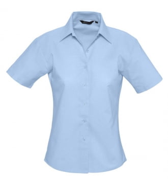 Рубашка женская с коротким рукавом ELITE, голубая купить с нанесением логотипа оптом на заказ в интернет-магазине Санкт-Петербург