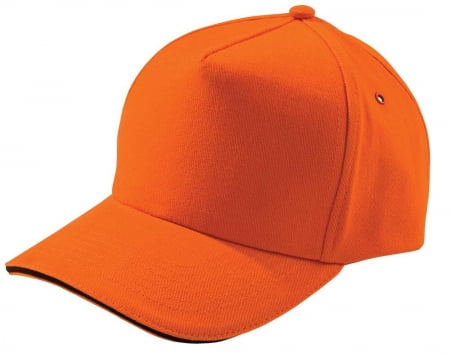 Бейсболка Unit Сlassic, оранжевая с черным кантом купить с нанесением логотипа оптом на заказ в интернет-магазине Санкт-Петербург
