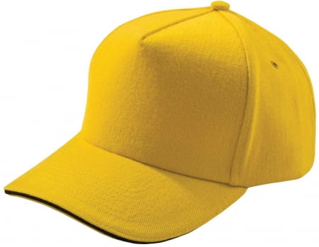 Бейсболка Unit Classic, желтая с черным кантом купить с нанесением логотипа оптом на заказ в интернет-магазине Санкт-Петербург