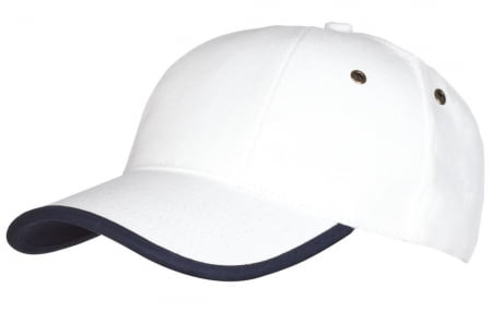 Бейсболка Unit Trendy, белая с темно-синим кантом купить с нанесением логотипа оптом на заказ в интернет-магазине Санкт-Петербург