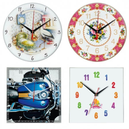 Часы стеклянные на заказ Time Wheel купить с нанесением логотипа оптом на заказ в интернет-магазине Санкт-Петербург