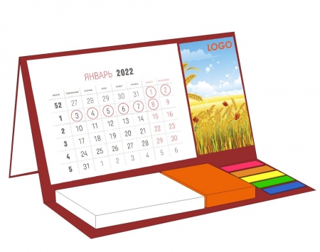 Календарь настольный на заказ Sticky, с блоком 50 листов купить с нанесением логотипа оптом на заказ в интернет-магазине Санкт-Петербург