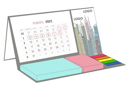 Календарь настольный на заказ Sticky, с блоком 100 листов купить с нанесением логотипа оптом на заказ в интернет-магазине Санкт-Петербург
