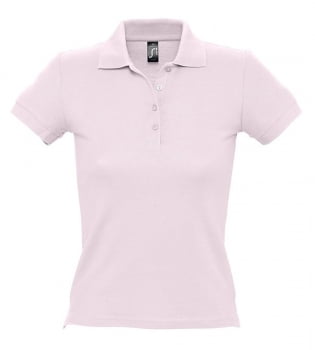 Рубашка поло женская PEOPLE 210, нежно-розовая купить с нанесением логотипа оптом на заказ в интернет-магазине Санкт-Петербург