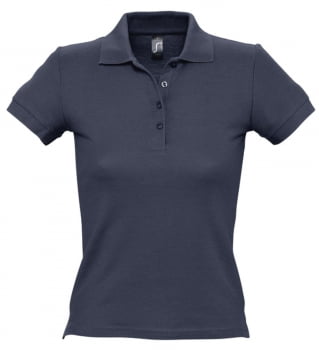 Рубашка поло женская PEOPLE 210, темно-синяя (navy) купить с нанесением логотипа оптом на заказ в интернет-магазине Санкт-Петербург