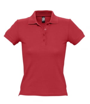 Рубашка поло женская PEOPLE 210, красная купить с нанесением логотипа оптом на заказ в интернет-магазине Санкт-Петербург