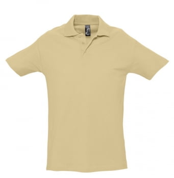 Рубашка поло мужская SPRING 210, бежевая купить с нанесением логотипа оптом на заказ в интернет-магазине Санкт-Петербург