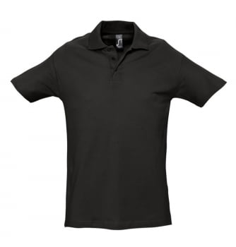 Рубашка поло мужская SPRING 210, черная купить с нанесением логотипа оптом на заказ в интернет-магазине Санкт-Петербург