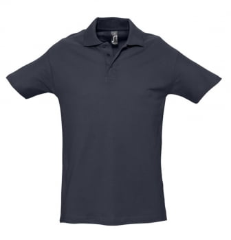 Рубашка поло мужская SPRING 210 темно-синяя (navy) купить с нанесением логотипа оптом на заказ в интернет-магазине Санкт-Петербург