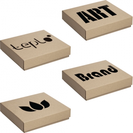 Коробка с вырубной крышкой Klap на заказ, малая, крафт купить с нанесением логотипа оптом на заказ в интернет-магазине Санкт-Петербург