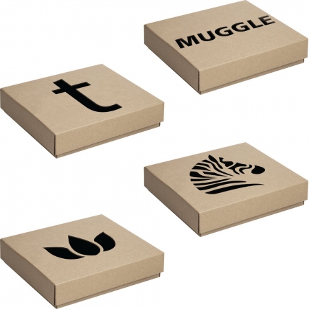 Коробка с вырубной крышкой Klap на заказ, средняя, крафт купить с нанесением логотипа оптом на заказ в интернет-магазине Санкт-Петербург