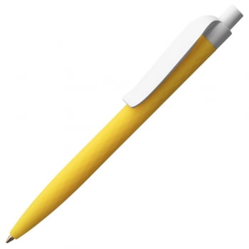 Ручка шариковая Prodir QS01 PMP-P, желтая с белым купить с нанесением логотипа оптом на заказ в интернет-магазине Санкт-Петербург