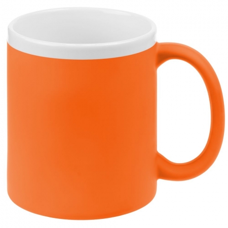 Кружка StopSpot с покрытием софт-тач, оранжевая купить с нанесением логотипа оптом на заказ в интернет-магазине Санкт-Петербург