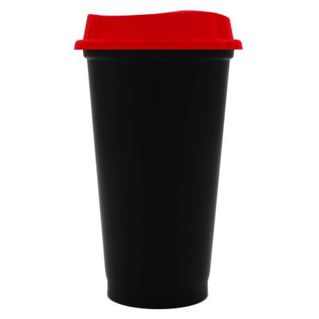 Стакан с крышкой Color Cap Black, черный с красным купить с нанесением логотипа оптом на заказ в интернет-магазине Санкт-Петербург