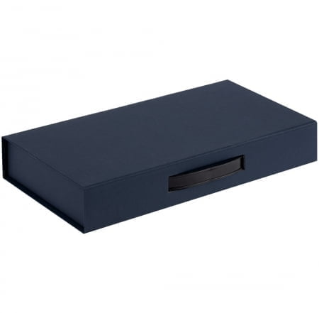 Коробка с ручкой Platt, синяя купить с нанесением логотипа оптом на заказ в интернет-магазине Санкт-Петербург