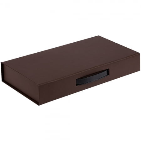 Коробка с ручкой Platt, коричневая купить с нанесением логотипа оптом на заказ в интернет-магазине Санкт-Петербург