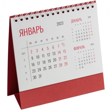 Календарь настольный Datio, красный купить с нанесением логотипа оптом на заказ в интернет-магазине Санкт-Петербург