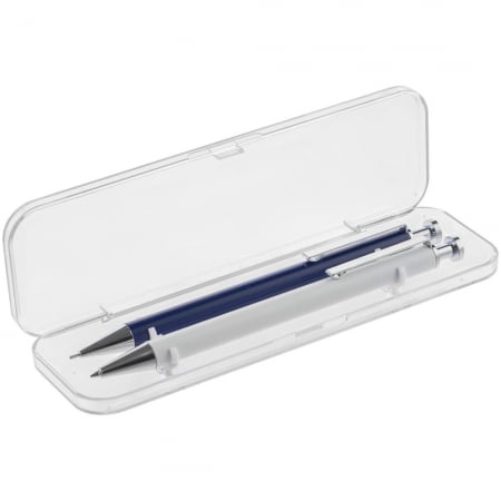 Набор Attribute: ручка и карандаш, белый с синим купить с нанесением логотипа оптом на заказ в интернет-магазине Санкт-Петербург