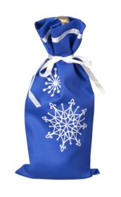 Чехол для шампанского «Снежинки», синий купить оптом с нанесение логотипа в Санкт-Петербурге
