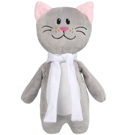 Мягкая игрушка Beastie Toys, котик с белым шарфом купить с нанесением логотипа оптом на заказ в интернет-магазине Санкт-Петербург