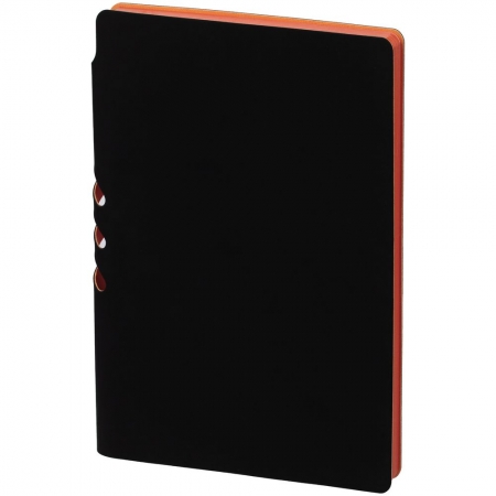 Ежедневник Flexpen Soft Touch, недатированный, черный с оранжевым купить с нанесением логотипа оптом на заказ в интернет-магазине Санкт-Петербург