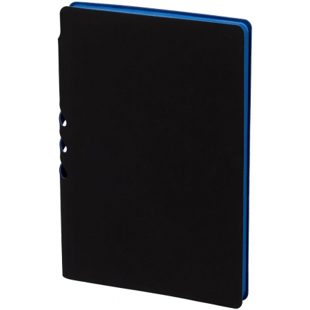 Ежедневник Flexpen Soft Touch, недатированный, черный с синим купить с нанесением логотипа оптом на заказ в интернет-магазине Санкт-Петербург