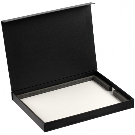 Коробка Roomy с ложементом для плакетки, черная купить с нанесением логотипа оптом на заказ в интернет-магазине Санкт-Петербург