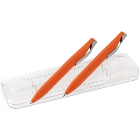 Набор Pin Soft Touch: ручка и карандаш, оранжевый купить с нанесением логотипа оптом на заказ в интернет-магазине Санкт-Петербург