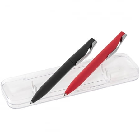Набор Pin Soft Touch: ручка и карандаш, черный с красным купить с нанесением логотипа оптом на заказ в интернет-магазине Санкт-Петербург