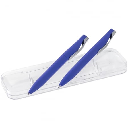 Набор Pin Soft Touch: ручка и карандаш, синий купить с нанесением логотипа оптом на заказ в интернет-магазине Санкт-Петербург