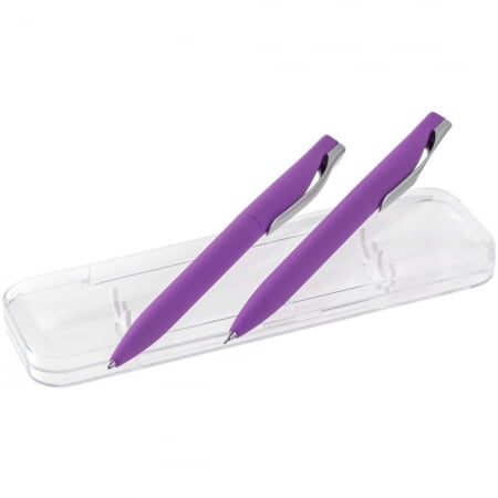 Набор Pin Soft Touch: ручка и карандаш, фиолетовый купить с нанесением логотипа оптом на заказ в интернет-магазине Санкт-Петербург