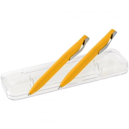 Набор Pin Soft Touch: ручка и карандаш, желтый купить с нанесением логотипа оптом на заказ в интернет-магазине Санкт-Петербург