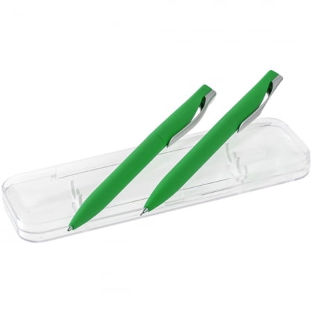 Набор Pin Soft Touch: ручка и карандаш, зеленый купить с нанесением логотипа оптом на заказ в интернет-магазине Санкт-Петербург
