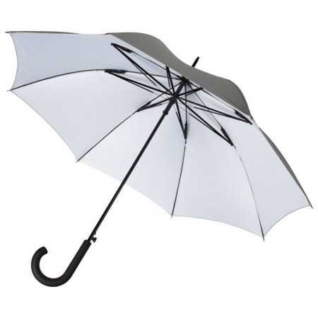 Зонт-трость Wind, серебристый купить с нанесением логотипа оптом на заказ в интернет-магазине Санкт-Петербург