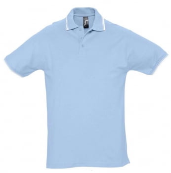 Рубашка поло мужская с контрастной отделкой PRACTICE 270, голубой/белый купить с нанесением логотипа оптом на заказ в интернет-магазине Санкт-Петербург