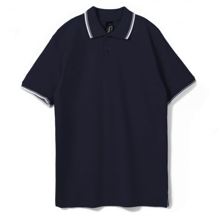 Рубашка поло мужская с контрастной отделкой Practice 270, темно-синий/белый купить с нанесением логотипа оптом на заказ в интернет-магазине Санкт-Петербург