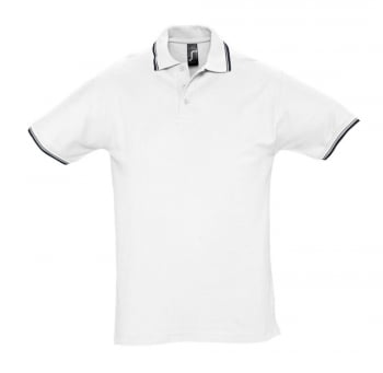 Рубашка поло мужская с контрастной отделкой PRACTICE 270, белый/темно-синий купить с нанесением логотипа оптом на заказ в интернет-магазине Санкт-Петербург