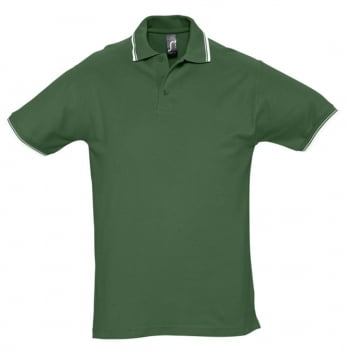 Рубашка поло мужская с контрастной отделкой PRACTICE 270, зеленый/белый купить с нанесением логотипа оптом на заказ в интернет-магазине Санкт-Петербург