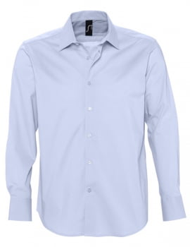 Рубашка мужская с длинным рукавом BRIGHTON, голубая купить с нанесением логотипа оптом на заказ в интернет-магазине Санкт-Петербург