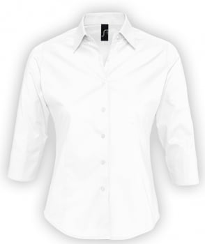Рубашка женская с рукавом 3/4 EFFECT 140, белая купить с нанесением логотипа оптом на заказ в интернет-магазине Санкт-Петербург