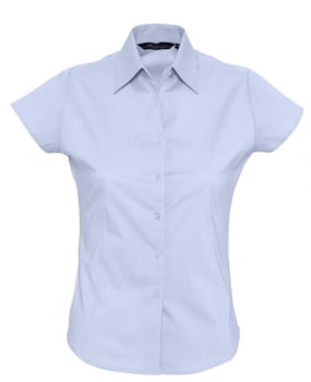 Рубашка женская с коротким рукавом EXCESS, голубая купить с нанесением логотипа оптом на заказ в интернет-магазине Санкт-Петербург