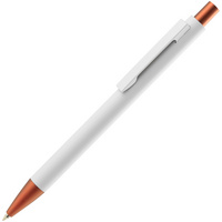 Ручка шариковая Chromatic White, белая с оранжевым купить с нанесением логотипа оптом на заказ в интернет-магазине Санкт-Петербург