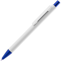 Ручка шариковая Chromatic White, белая с синим купить с нанесением логотипа оптом на заказ в интернет-магазине Санкт-Петербург