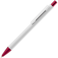 Ручка шариковая Chromatic White, белая с красным купить с нанесением логотипа оптом на заказ в интернет-магазине Санкт-Петербург